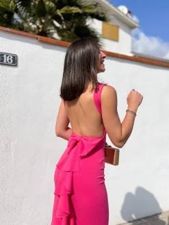 Vestido largo sirena fucsia
