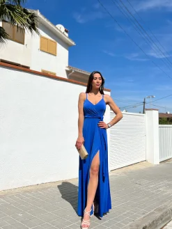 Vestido lazo pico azul