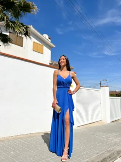 Vestido lazo pico azul