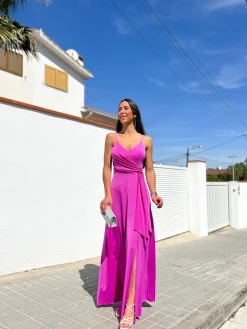 Vestido lazo pico rosa