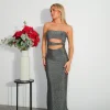 Vestido lurex aberturas plata