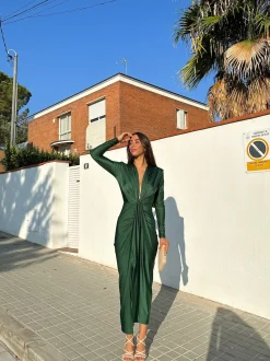 Vestido manga nudo botella