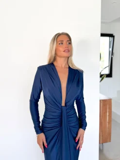 Vestido manga nudo marino