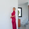 Vestido midi espalda lazo burdeos