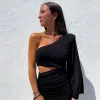 Vestido mini asimétrico negro