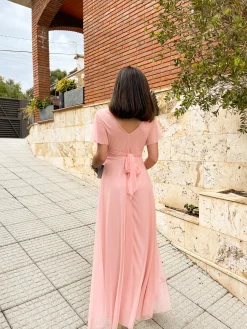 Vestido tulle manga rosa