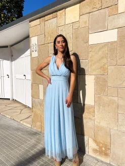 Vestido tulle pico azul