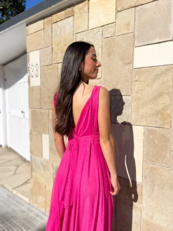 Vestido tulle pico fucsia