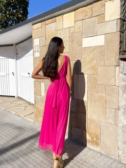 Vestido tulle pico fucsia