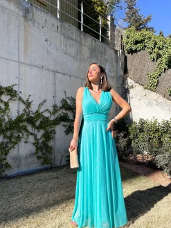 Vestido tulle pico turquesa