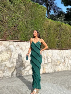 Vestido volantes crepe botella