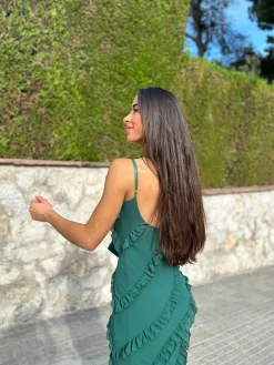 Vestido volantes crepe botella